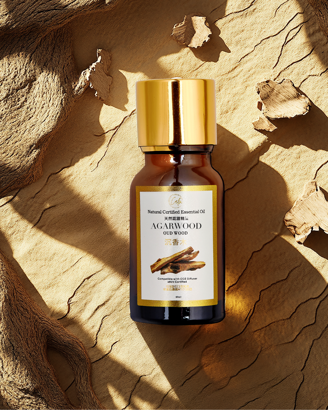 Calm Candles Essential - Oudwood Certified Organic, Undiluted, Natural Essential Oil - Healing , Pure  & Refreshing Aromatherapy - Clear Your Senses, Certified Quality for Holistic Well-Being & Respiratory Health Support - 10ml