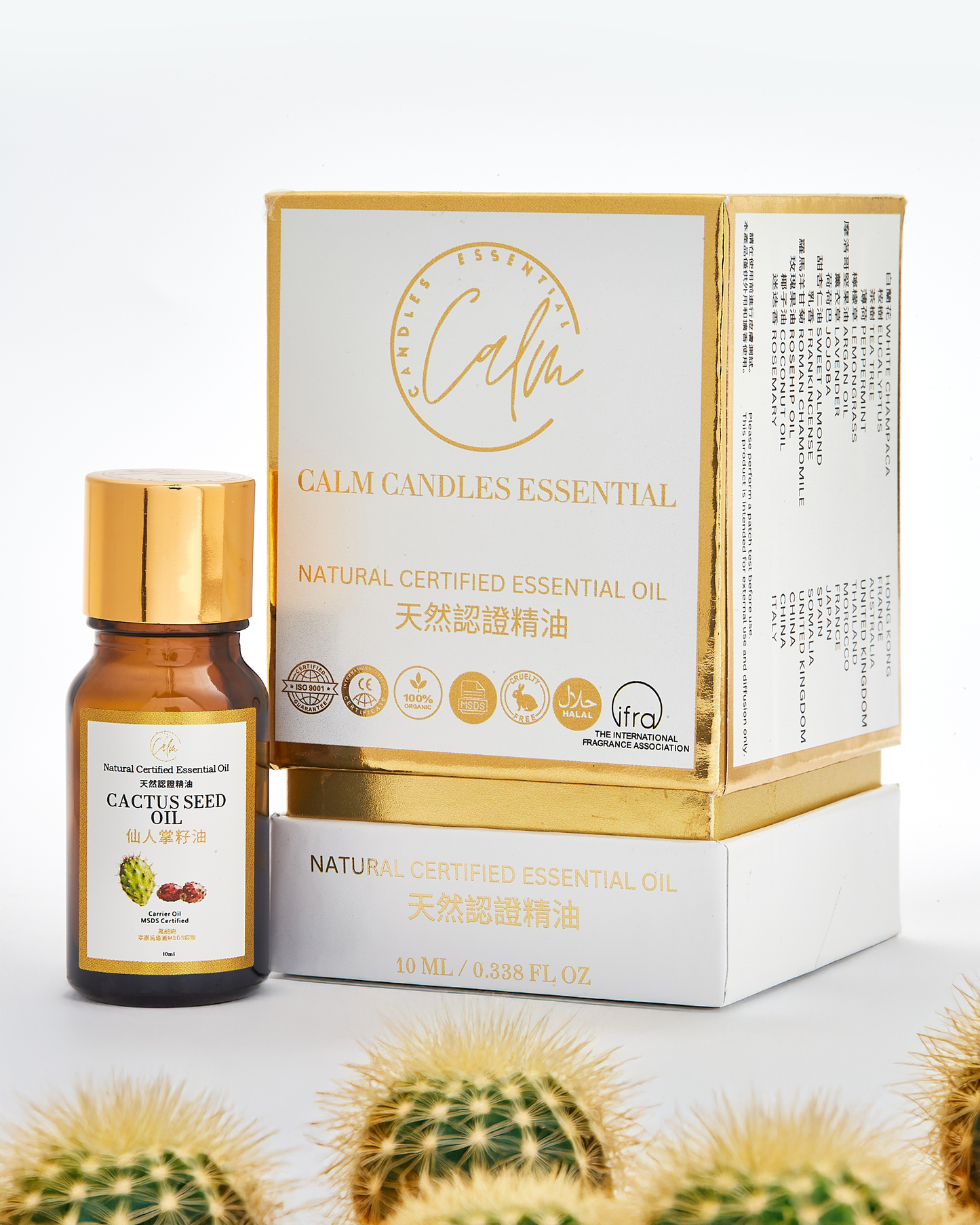 Calm Candles Essential - Certified Organic Cactus  Oil, Undiluted & Natural - Nourishing, Moisturizing & Healing Aromatherapy - Enhances Skin Health & Overall Well-Being - 10ml