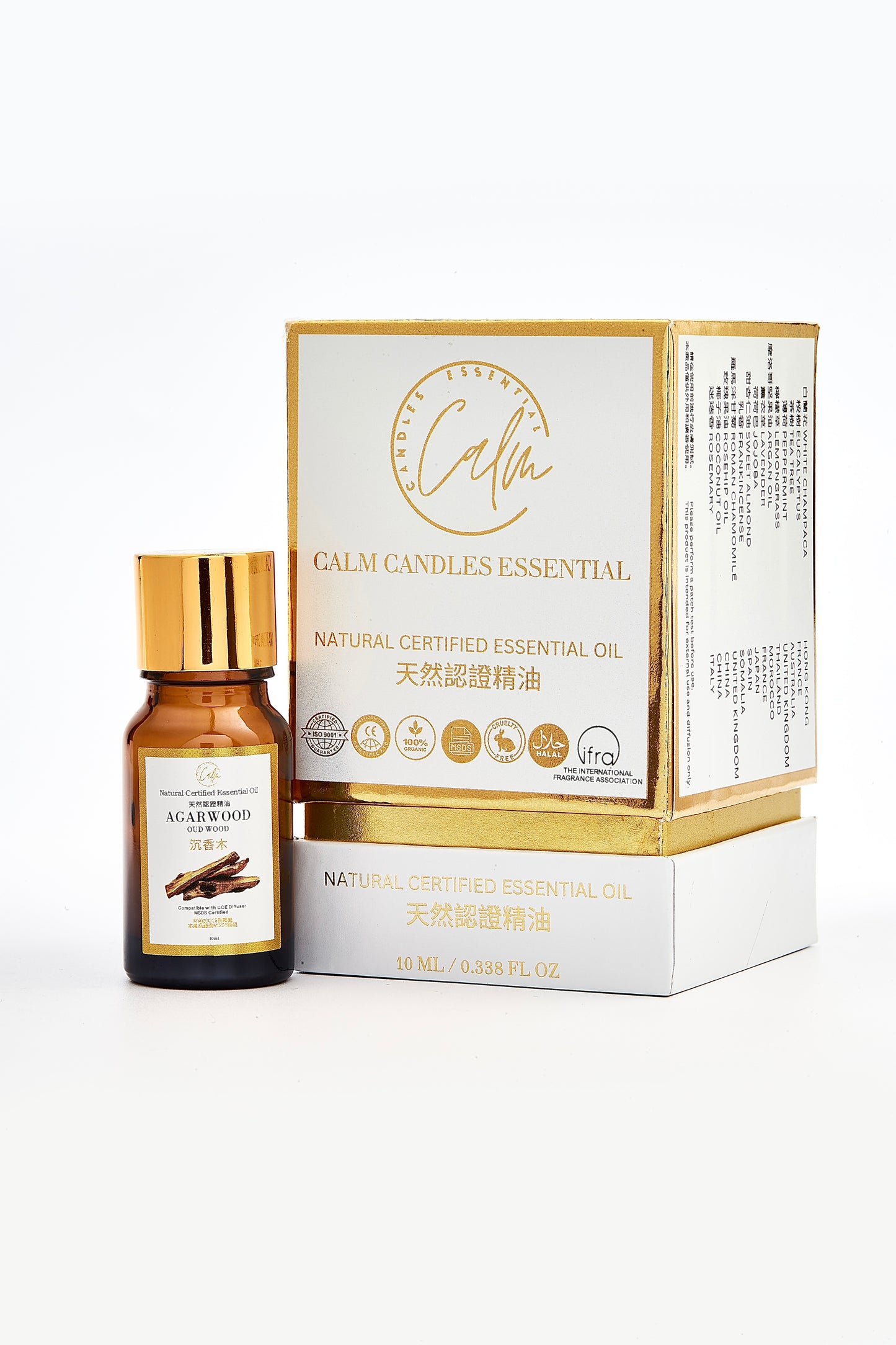 Calm Candles Essential - Oudwood Certified Organic, Undiluted, Natural Essential Oil - Healing , Pure  & Refreshing Aromatherapy - Clear Your Senses, Certified Quality for Holistic Well-Being & Respiratory Health Support - 10ml