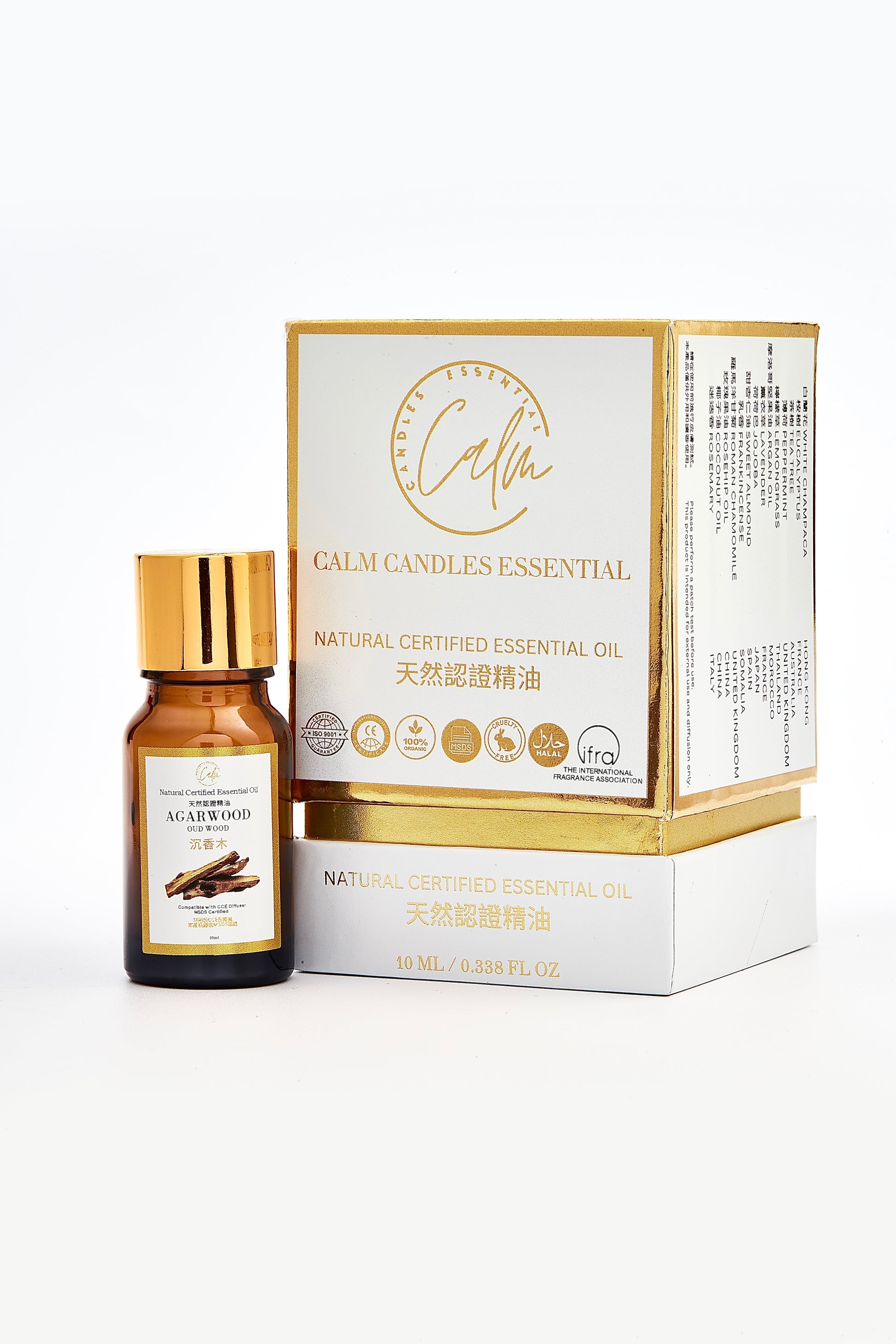 Calm Candles Essential - Oudwood Certified Organic, Undiluted, Natural Essential Oil - Healing , Pure  & Refreshing Aromatherapy - Clear Your Senses, Certified Quality for Holistic Well-Being & Respiratory Health Support - 10ml