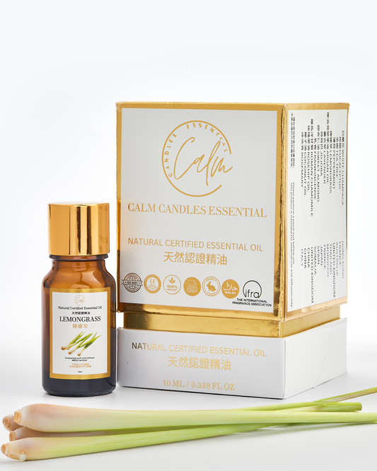 Calm Candles Essential - Lemongrass IFRA Certified Organic, Undiluted, Natural Essential Oil - Uplifting, Pure & Invigorating Aromatherapy - Revitalize Your Senses - Certified Quality for Holistic Wellness & Respiratory Support - 10ml