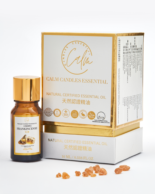 Calm Candles Essential - Organic Certified Frankincense Essential Oil - 100% Pure Natural  for Diffuser, Aromatherapy, Hair Care, Skin Care, Sleep. (10mL) First Grade-A