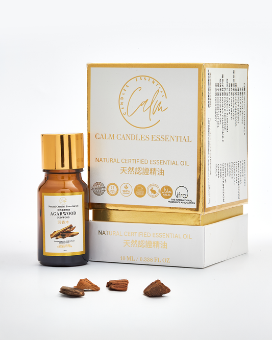Calm Candles Essential - Oudwood Certified Organic, Undiluted, Natural Essential Oil - Healing , Pure  & Refreshing Aromatherapy - Clear Your Senses, Certified Quality for Holistic Well-Being & Respiratory Health Support - 10ml
