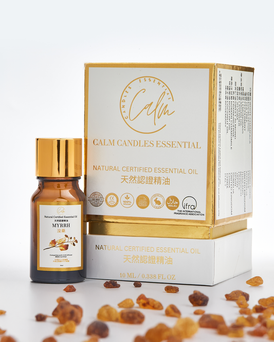 Calm Candles Essential - Myrrh Certified Organic, Undiluted, Natural Essential Oil - Soothing, Healing & Purifying Aromatherapy - Enhance Skin Health & Overall Well-Being - 10ml
