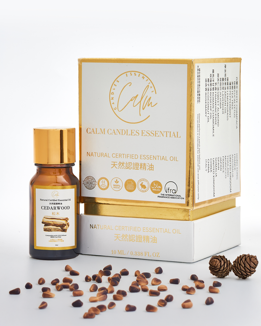 Calm Candles Essential - Cedar wood Certified Organic, Undiluted, Natural Essential Oil - Healing , Pure  & Refreshing Aromatherapy - Clear Your Senses, Certified Quality for Holistic Well-Being & Respiratory Health Support - 10ml