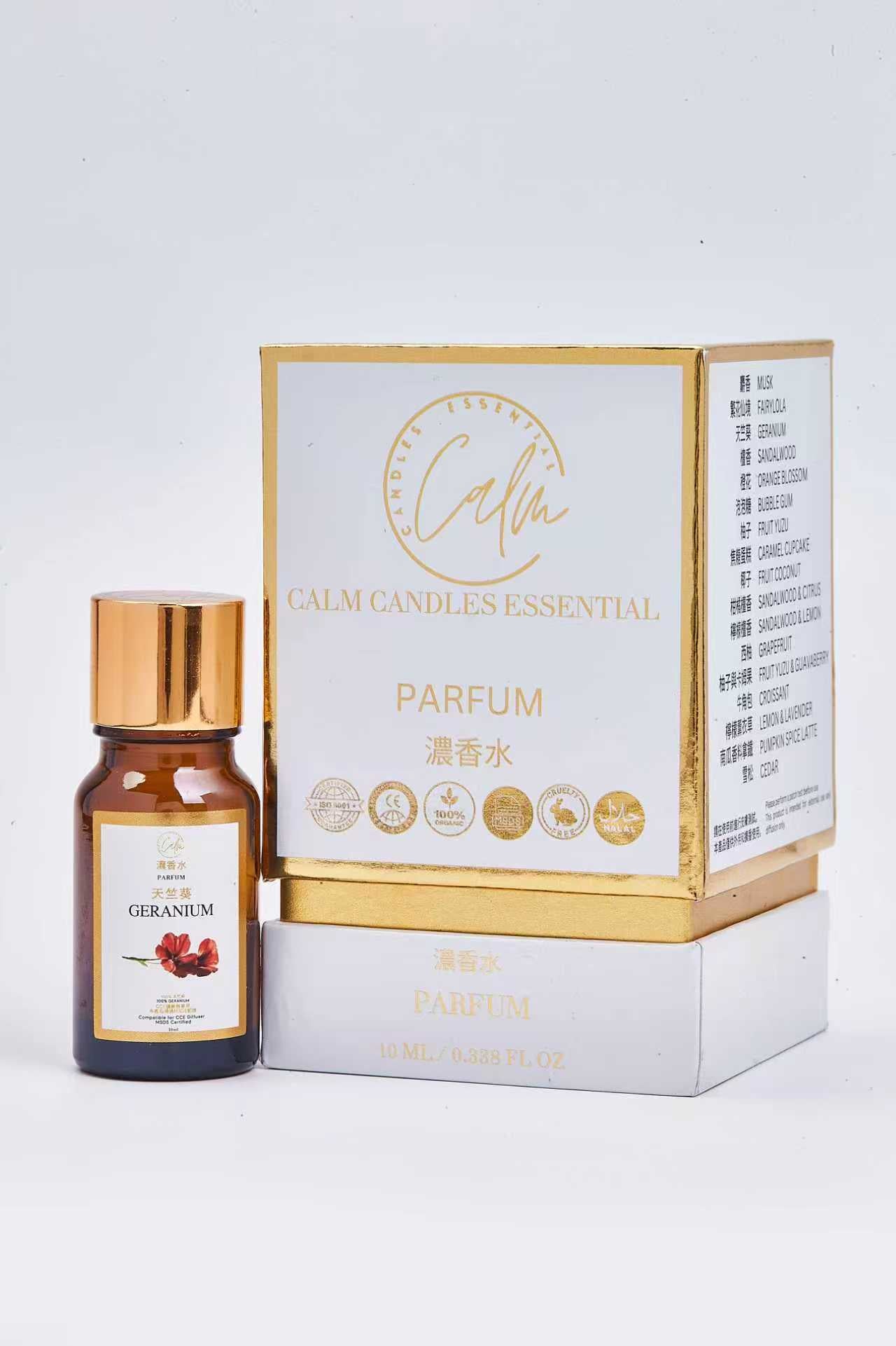 Calm Candles Essential 10ml Geranium Parfum Fragrance Oil – Organic Floral Aromatherapy Blend with Rose, Citrus & Herbal Notes