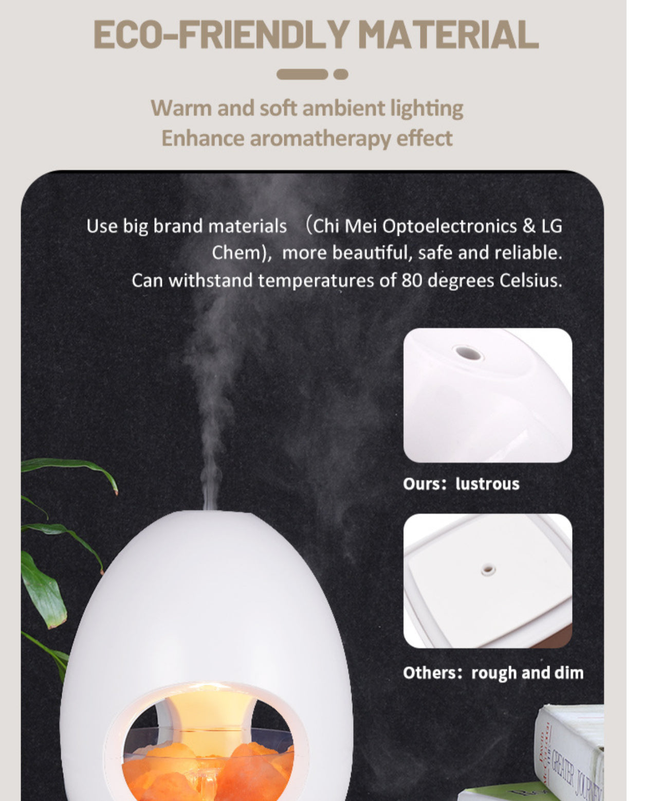 Calm Candles Essential - 3-in-1 Oil Night Light Diffuser Ionic 100% Pure Himalayan Rock Therapy Rock Lamp 250ml water capacity Auto-Off with for Home Living Room Bedroom