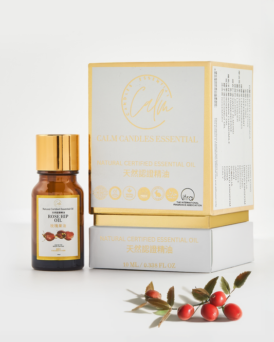 Calm Candles Essential - Rosehip Certified Organic, Undiluted, Natural Essential Oil - Healing , Pure  & Refreshing Aromatherapy - Clear Your Senses, Certified Quality for Holistic Well-Being & Respiratory Health Support - 10ml