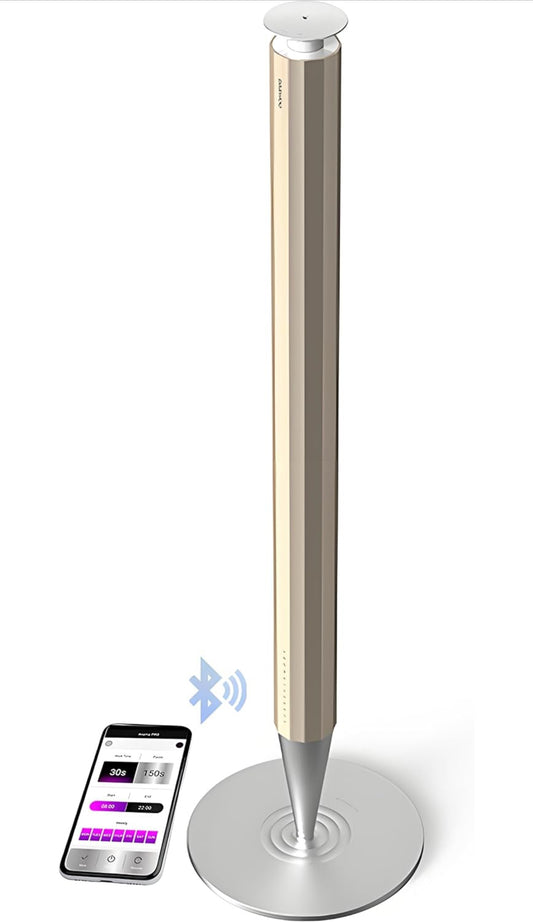 Calm Space 1000 - Free Fragrance & Stand (Industrial) Large Area Waterless Essential Oil Diffuser, Cordless Rechargeable Diffuser, Smart Bluetooth Diffuser, Luxury Wireless Aromatherapy Diffusers for Home, Office & Hotels, Champagne Gold- 10000 mah