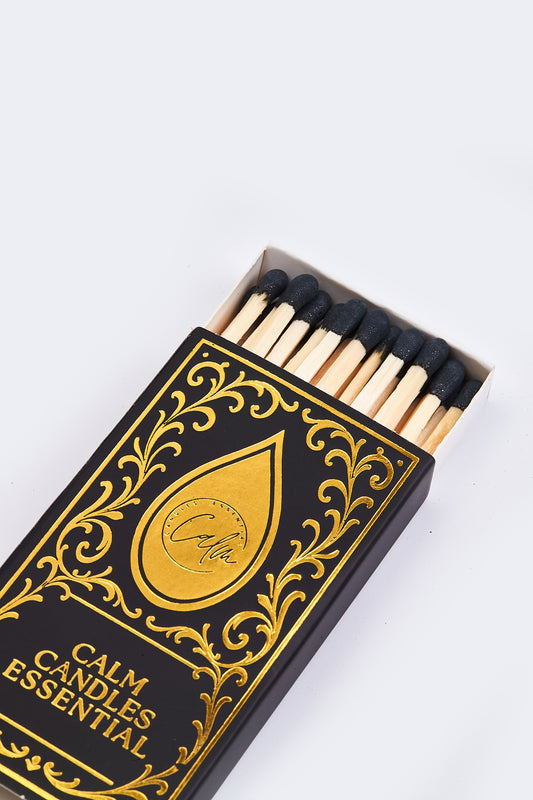 Calm Candles Essential Luxury Match Box – Gold Design for Candle Lovers