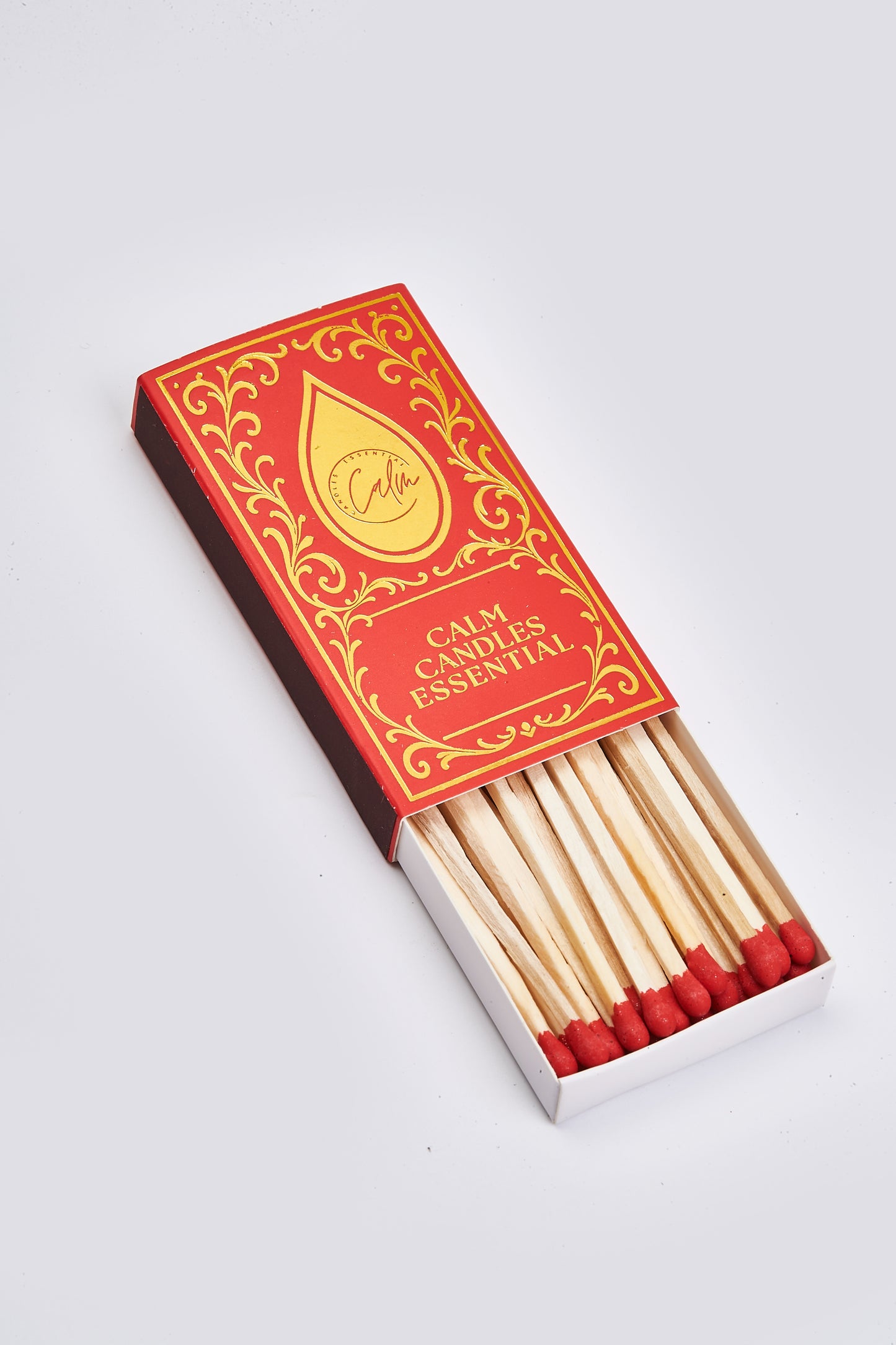 Calm Candles Essential Luxury Match Box – Gold Design for Candle Lovers