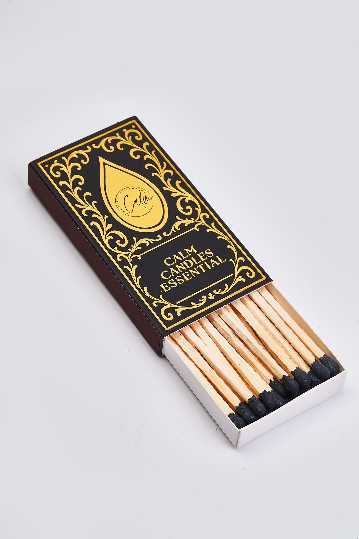 Calm Candles Essential Luxury Match Box – Gold Design for Candle Lovers