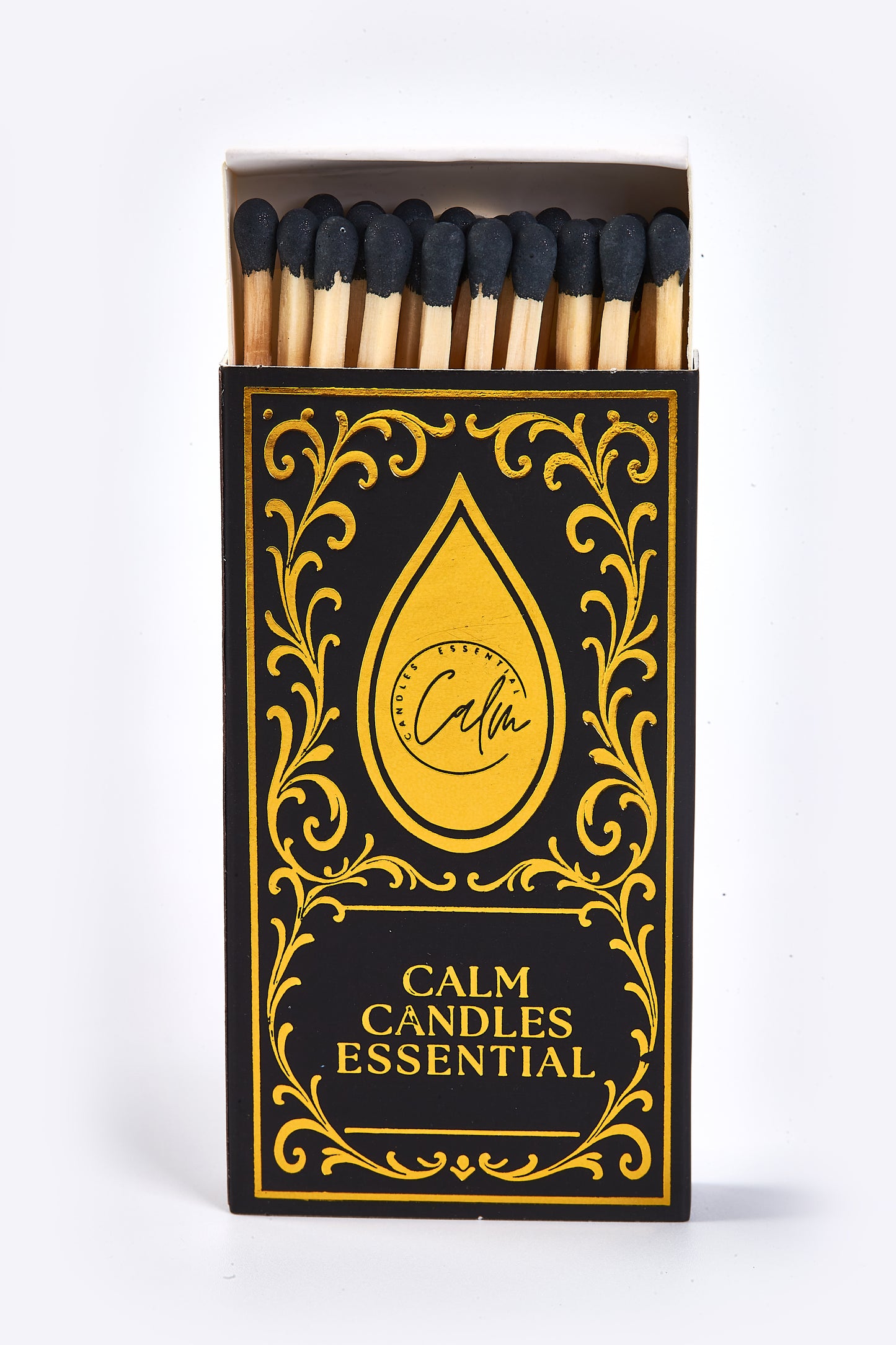 Calm Candles Essential Luxury Match Box – Gold Design for Candle Lovers