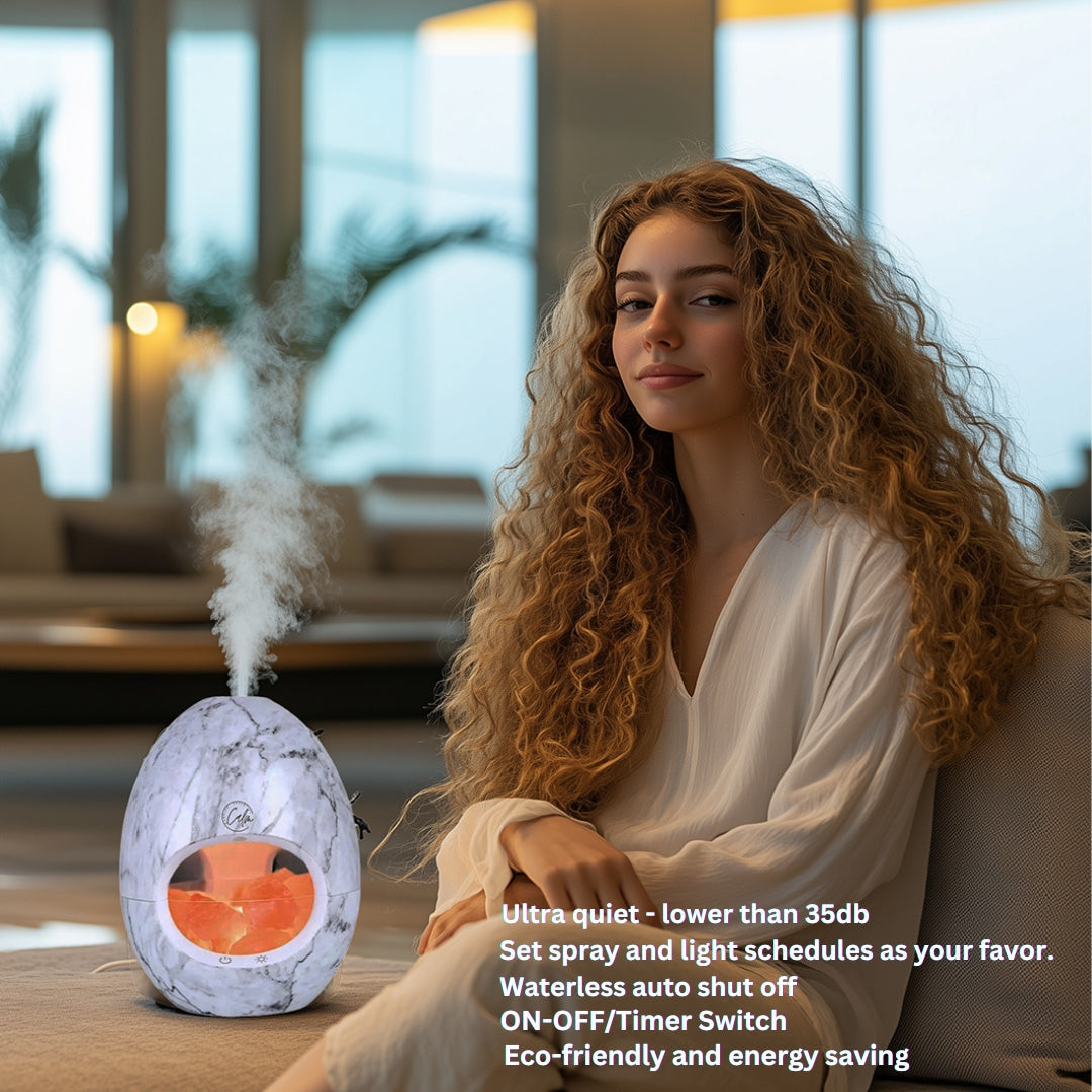 Calm Candles Essential - 3-in-1 Oil Night Light Diffuser Ionic 100% Pure Himalayan Rock Therapy Rock Lamp 250ml water capacity Auto-Off with for Home Living Room Bedroom