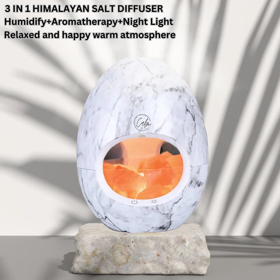 Calm Candles Essential - 3-in-1 Oil Night Light Diffuser Ionic 100% Pure Himalayan Rock Therapy Rock Lamp 250ml water capacity Auto-Off with for Home Living Room Bedroom