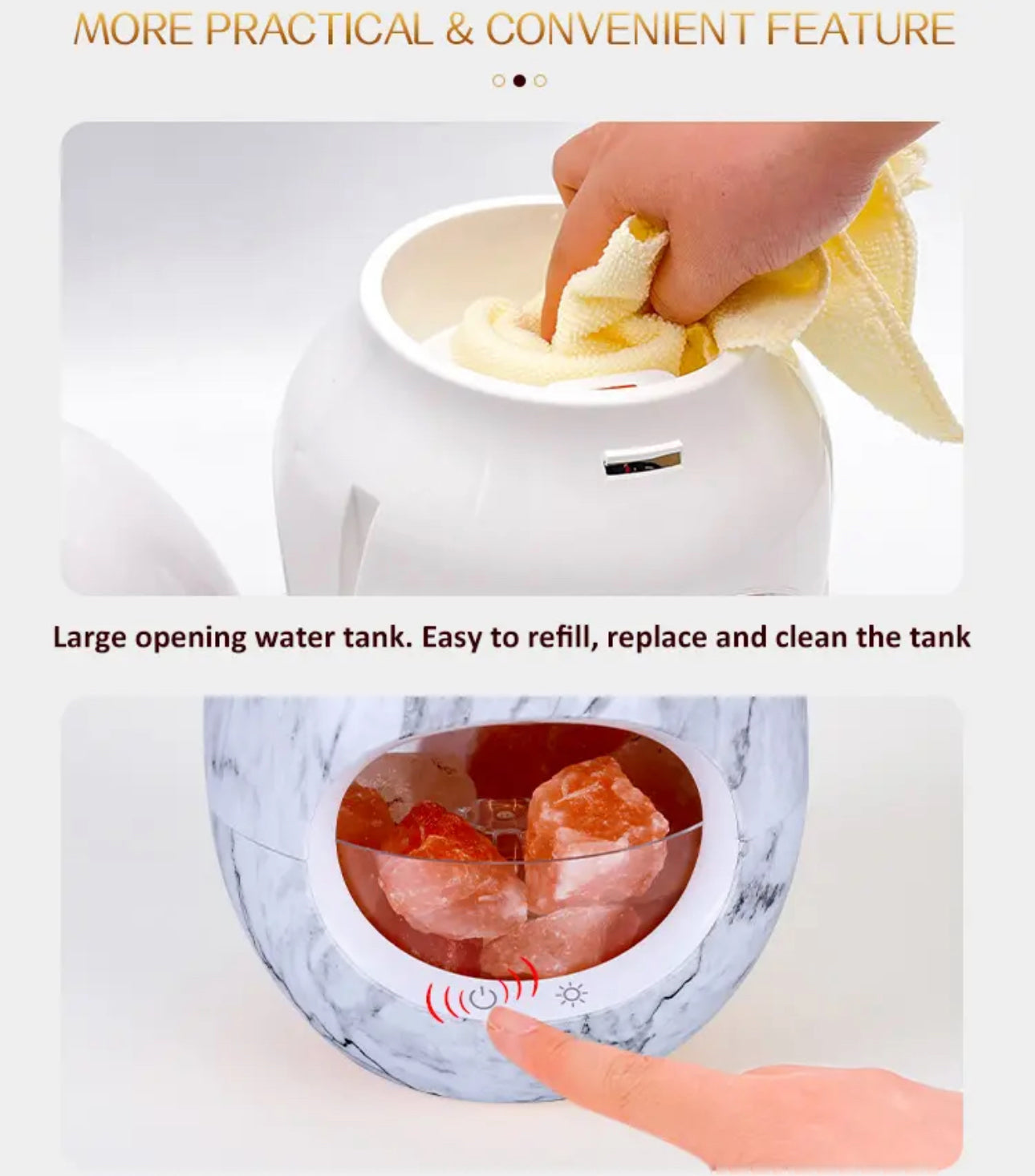 Calm Candles Essential - 3-in-1 Oil Night Light Diffuser Ionic 100% Pure Himalayan Rock Therapy Rock Lamp 250ml water capacity Auto-Off with for Home Living Room Bedroom