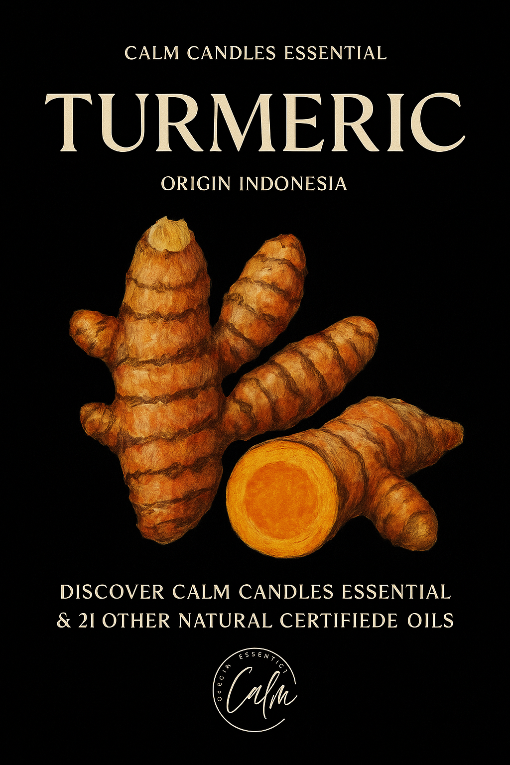 Calm Candles Essential - Turmeric Oil Certified Organic, Undiluted, Natural Essential Oil - Healing , Pure & Refreshing Aromatherapy - Clear Your Senses, Certified Quality for Holistic Well-Being & Respiratory Health Support - 10ml