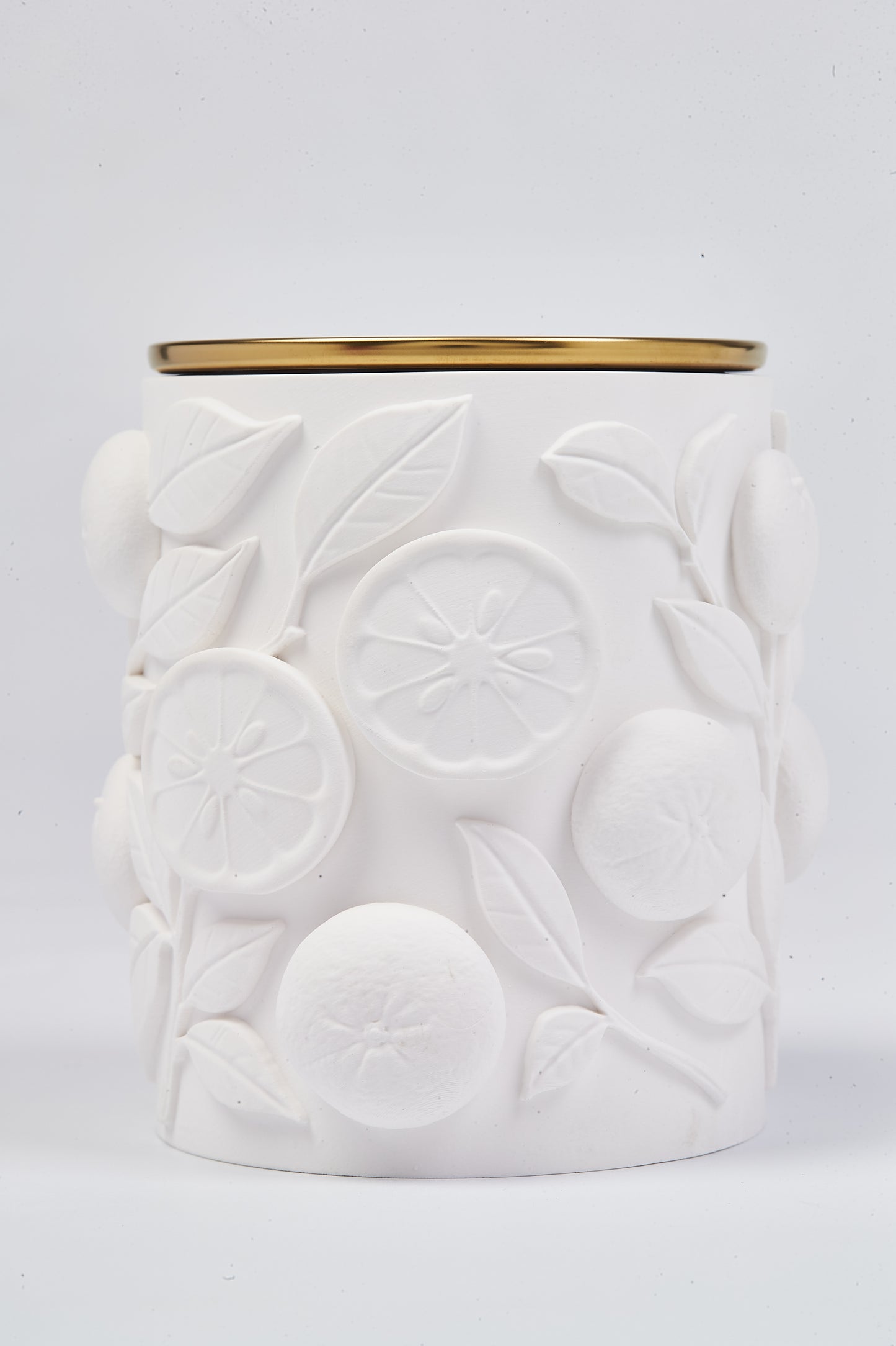 Yuzu Scented Coconut Wax Candle in White Porcelain Jar – 8oz Botanical Vegan Candle with Cherry Wood Wick | Calm Candles Essential