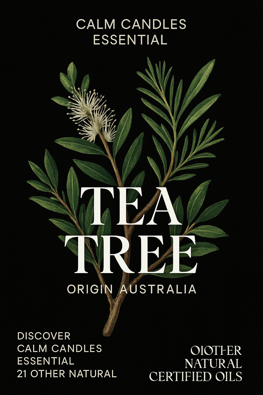 Calm Candles Essential -  Tea Tree Oil (Melaleuca) 100% Pure, IFRA Certified Organic, Undiluted, Natural Aromatherapy, Therapeutic Grade (10 mL)