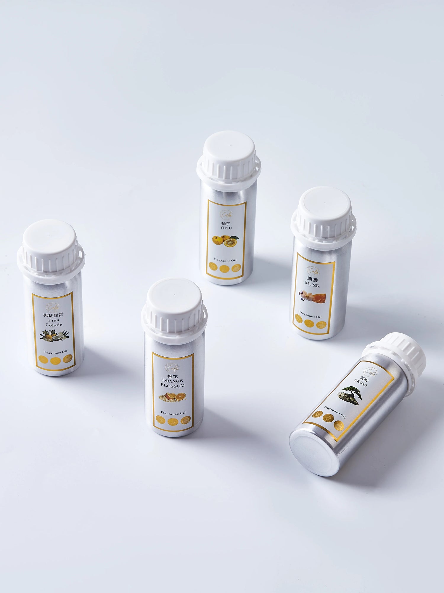 Calm Candles Essential 100ml Diffuser Refill – Yuzu, Geranium, Cedar, Musk, Orange Blossom, Piña Colada & Sandalwood