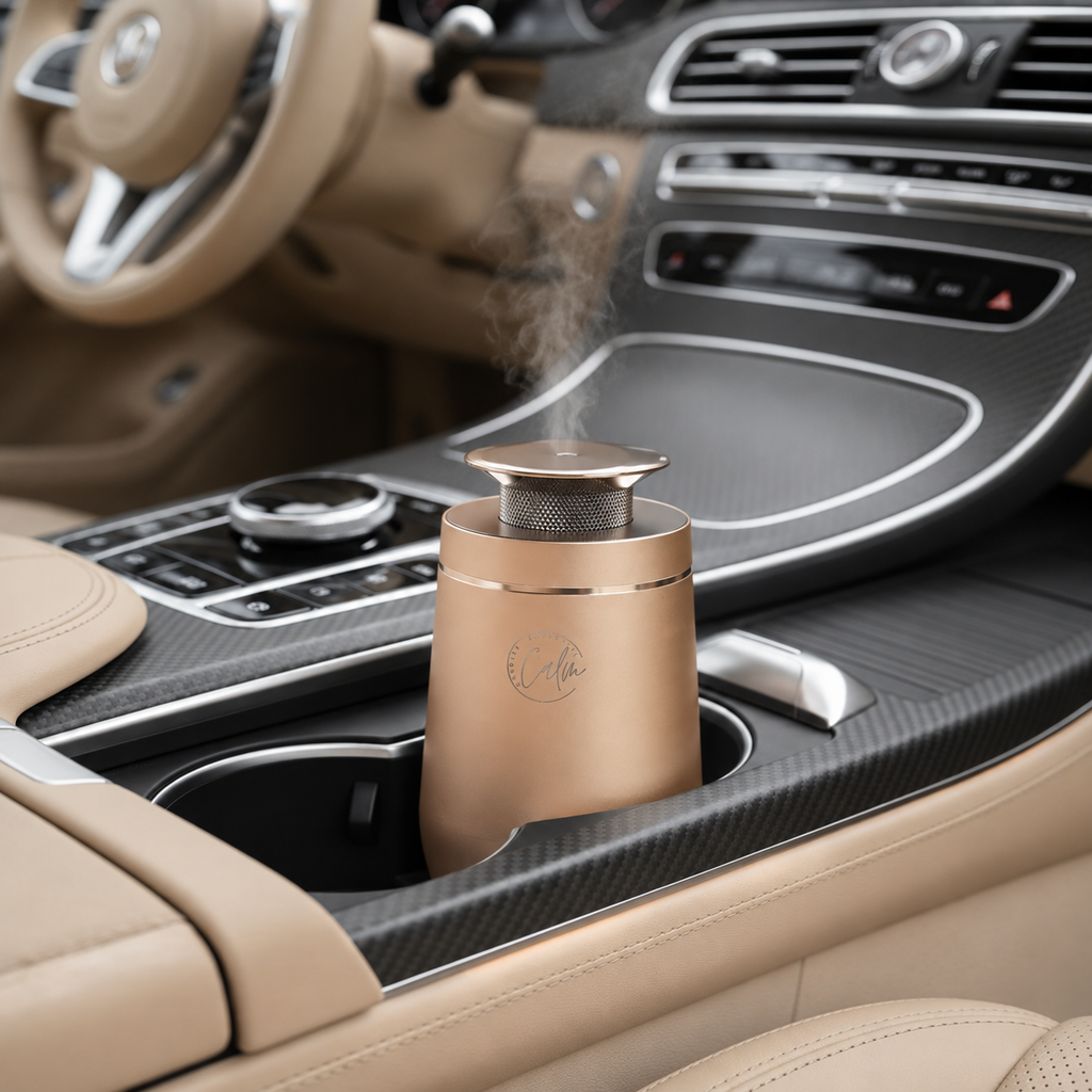 Calm Candles Essential | 10ml Cordless  Touch Screen Professional Grade Diffuser Waterless Rechargeable Portable Mini Essential Oil Car Aroma Diffuser without oil (2000mah,Gold)