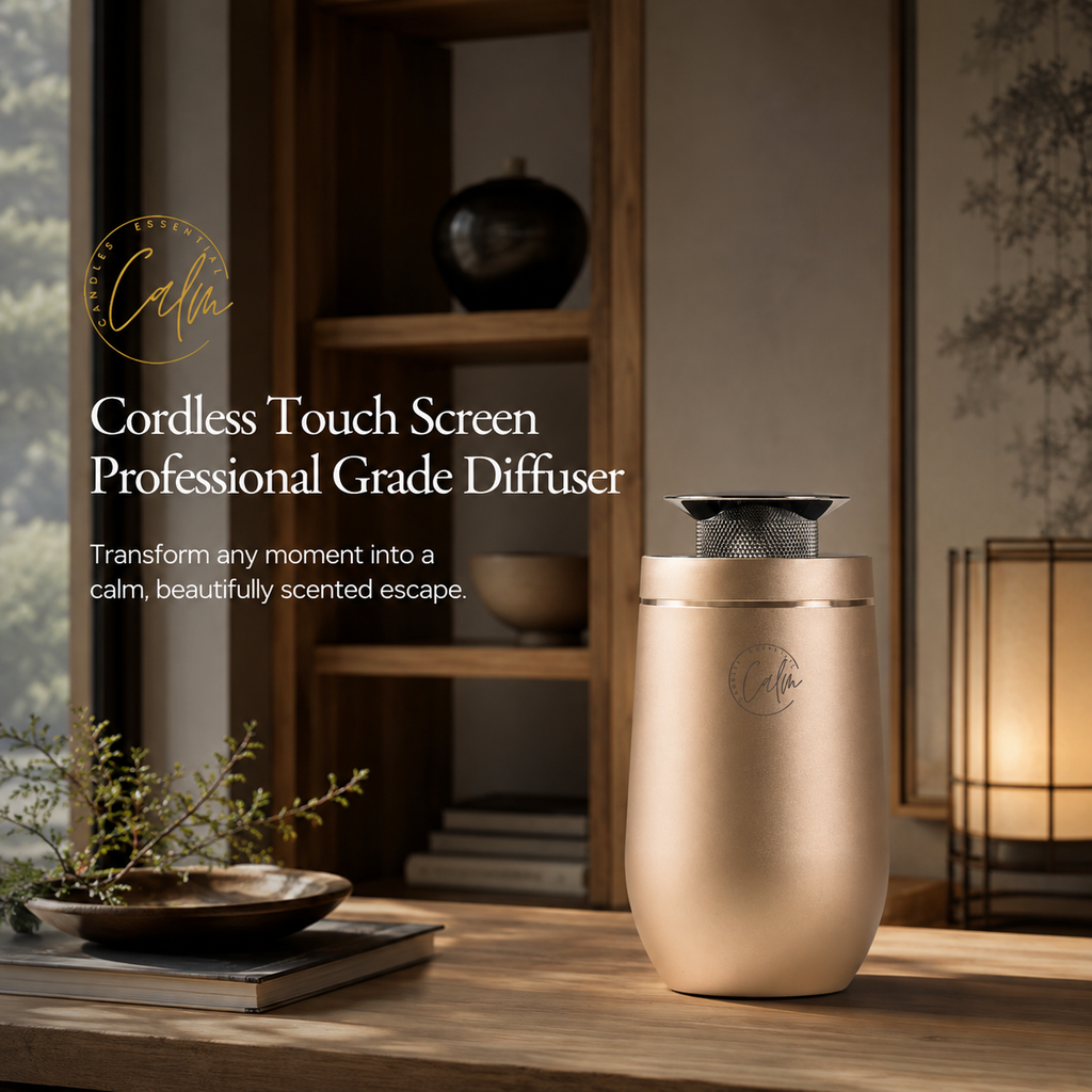 Calm Candles Essential | 10ml Cordless  Touch Screen Professional Grade Diffuser Waterless Rechargeable Portable Mini Essential Oil Car Aroma Diffuser without oil (2000mah,Gold)