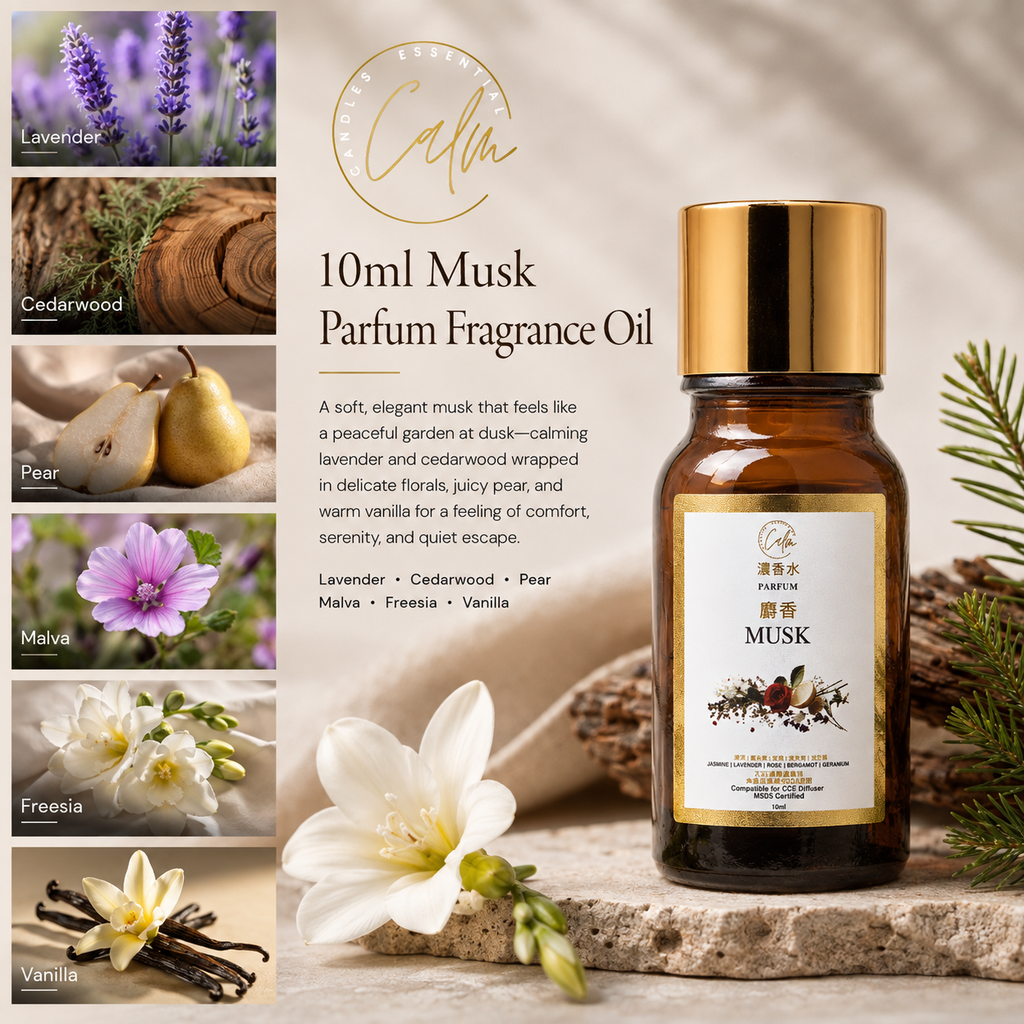 Calm Candles Essential Set – Deluxe Gift – 6 Parfum Oils for Any Diffuser + Portable 10ml Award-Winner