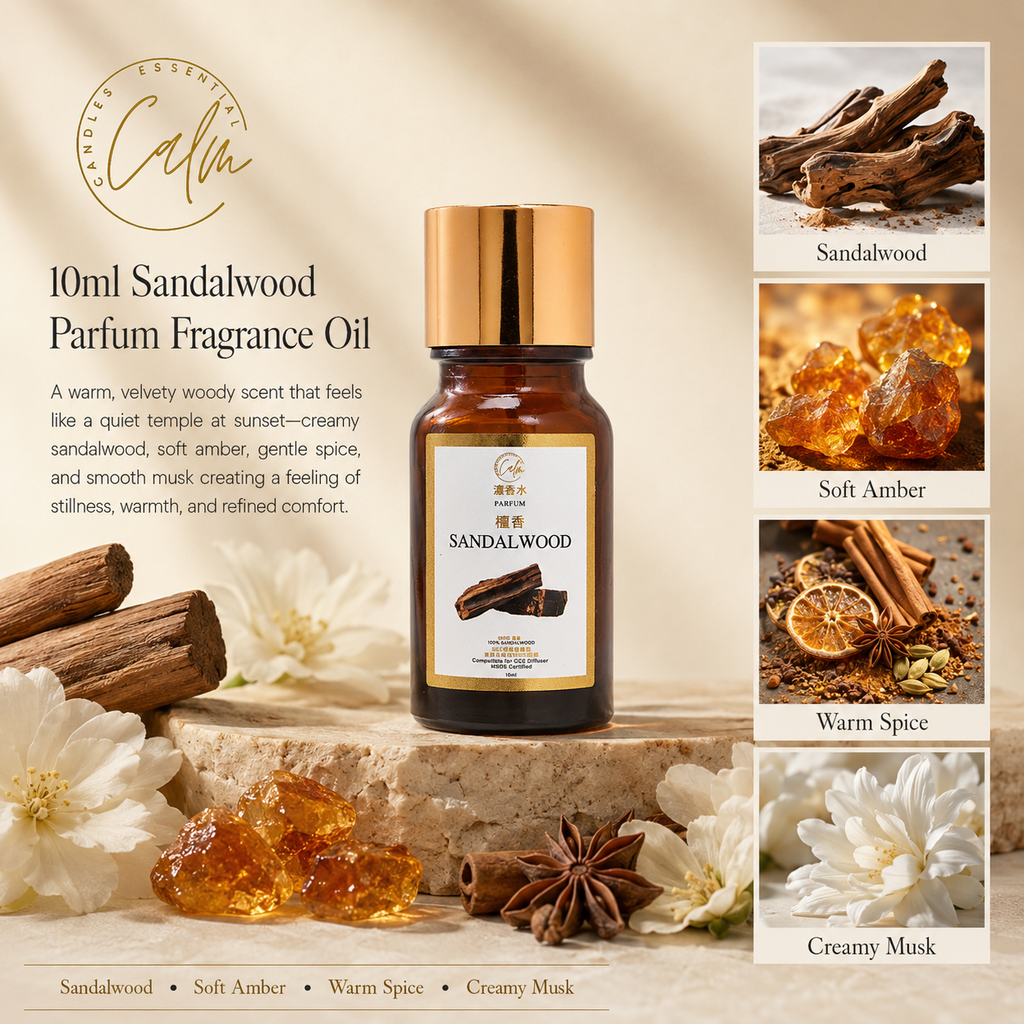 Calm Candles Essential Set – Deluxe Gift – 6 Parfum Oils for Any Diffuser + Portable 10ml Award-Winner