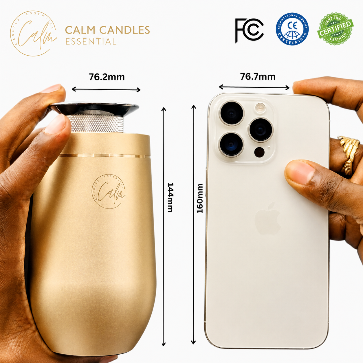 Calm Candles Essential | 10ml Cordless  Touch Screen Professional Grade Diffuser Waterless Rechargeable Portable Mini Essential Oil Car Aroma Diffuser without oil (2000mah,Gold)