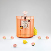 Yuzu & Guavaberry Rose Gold Metal Candle Collection | Made with Premium Coconut Wax & Cherry Wooden Wick Up to 60+ hours burn - Calm Candles Essential