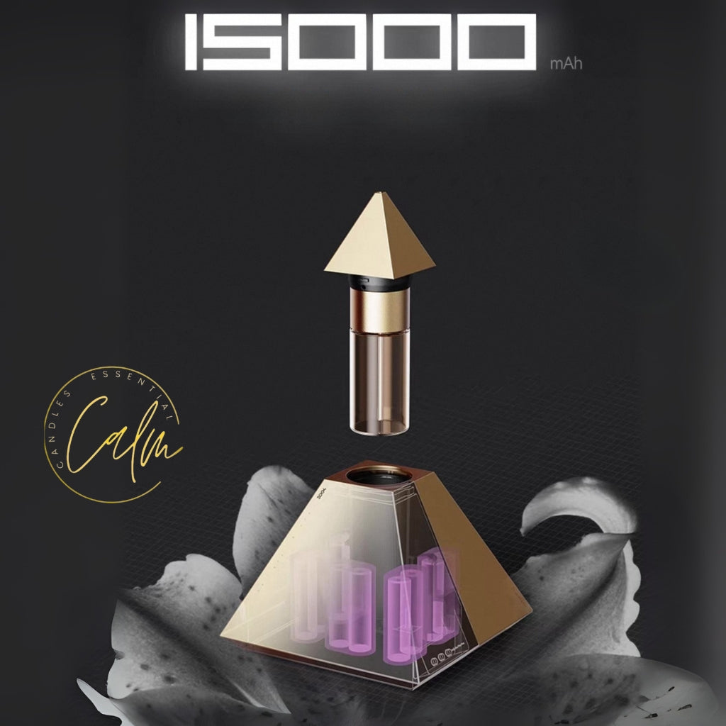 Gold Matte Ultrasonic Pyramid Aroma Waterless Cordless Diffuser – App-Controlled LED & Free 150 ml Oil (Type-C)