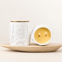 English Lavender Scented Beeswax Luxury Candle in Porcelain Jar – 8oz Dual Cherry Wooden Wicks – Calm Candles Essential