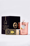 Sandelholz & Zitrus Roségold Metall Kerzenkollektion | Hergestellt mit Premium Kokoswachs & Kirschholzdocht Brenndauer bis zu 60+ Stunden - Calm Candles Essential