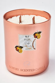 Yuzu Rose Gold Metal Kerzenkollektion | Hergestellt aus hochwertigem Kokosnusswachs & Kirschholzdocht bis zu 60+ Stunden Brenndauer - Calm Candles Essential
