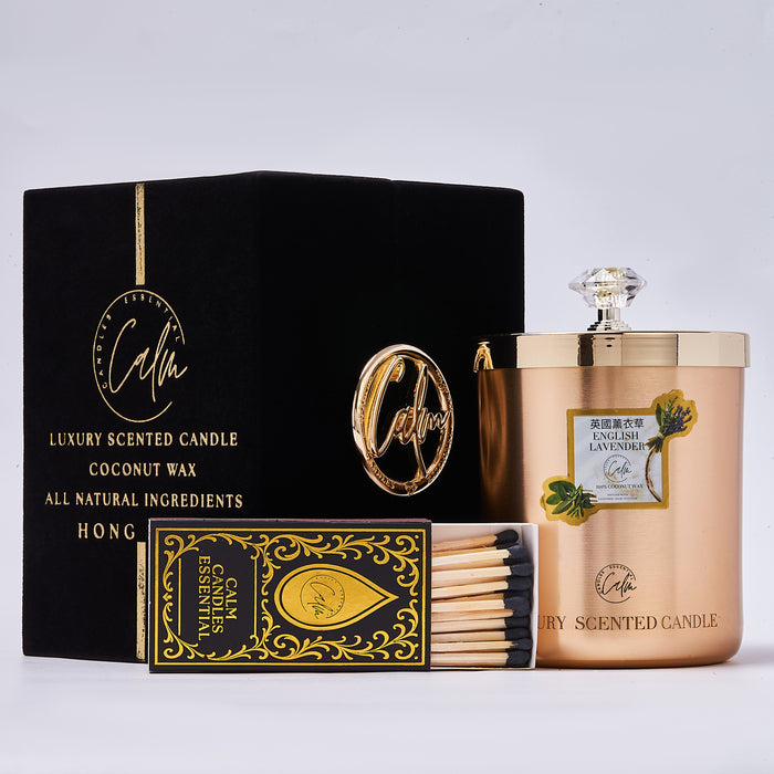English Lavender Gold Metal Candle Collection