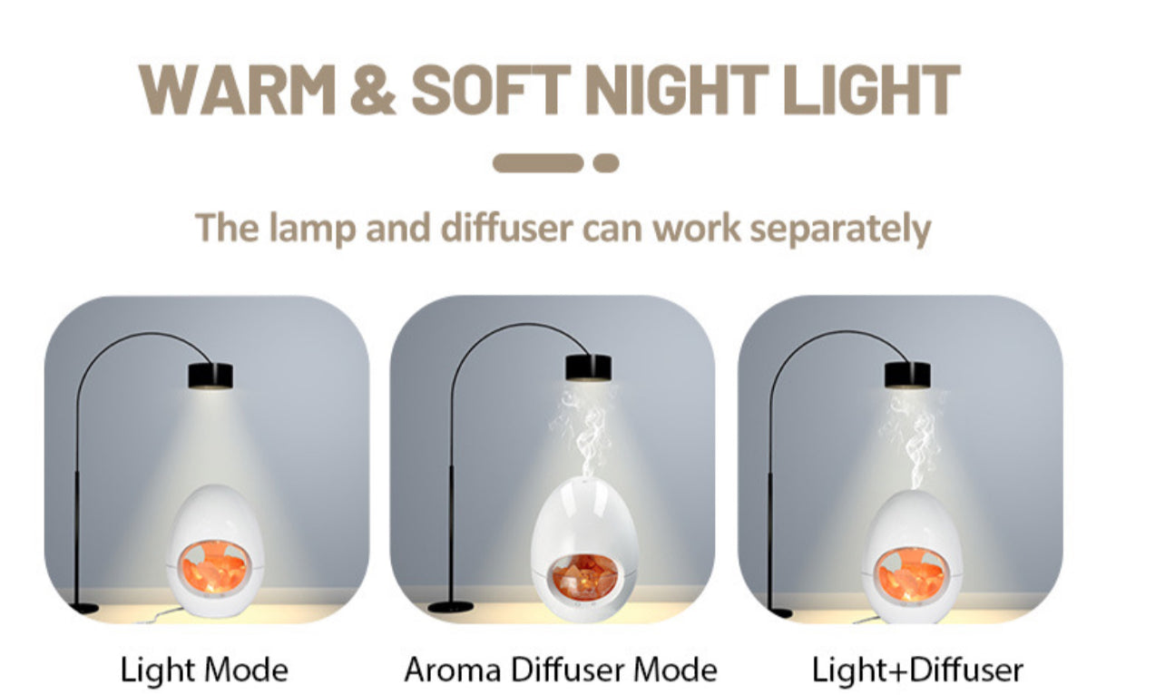 Calm Candles Essential - 3-in-1 Oil Night Light Diffuser Ionic 100% Pure Himalayan Salt Therapy Salt Lamp 250ml water capacity Auto-Off with for Home Living Room Bedroom