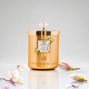 White Champaca Gold Metal Candle Collection | Made with Premium Coconut Wax & Cherry Wooden Wick Up to 60+ hours burn - Calm Candles Essential