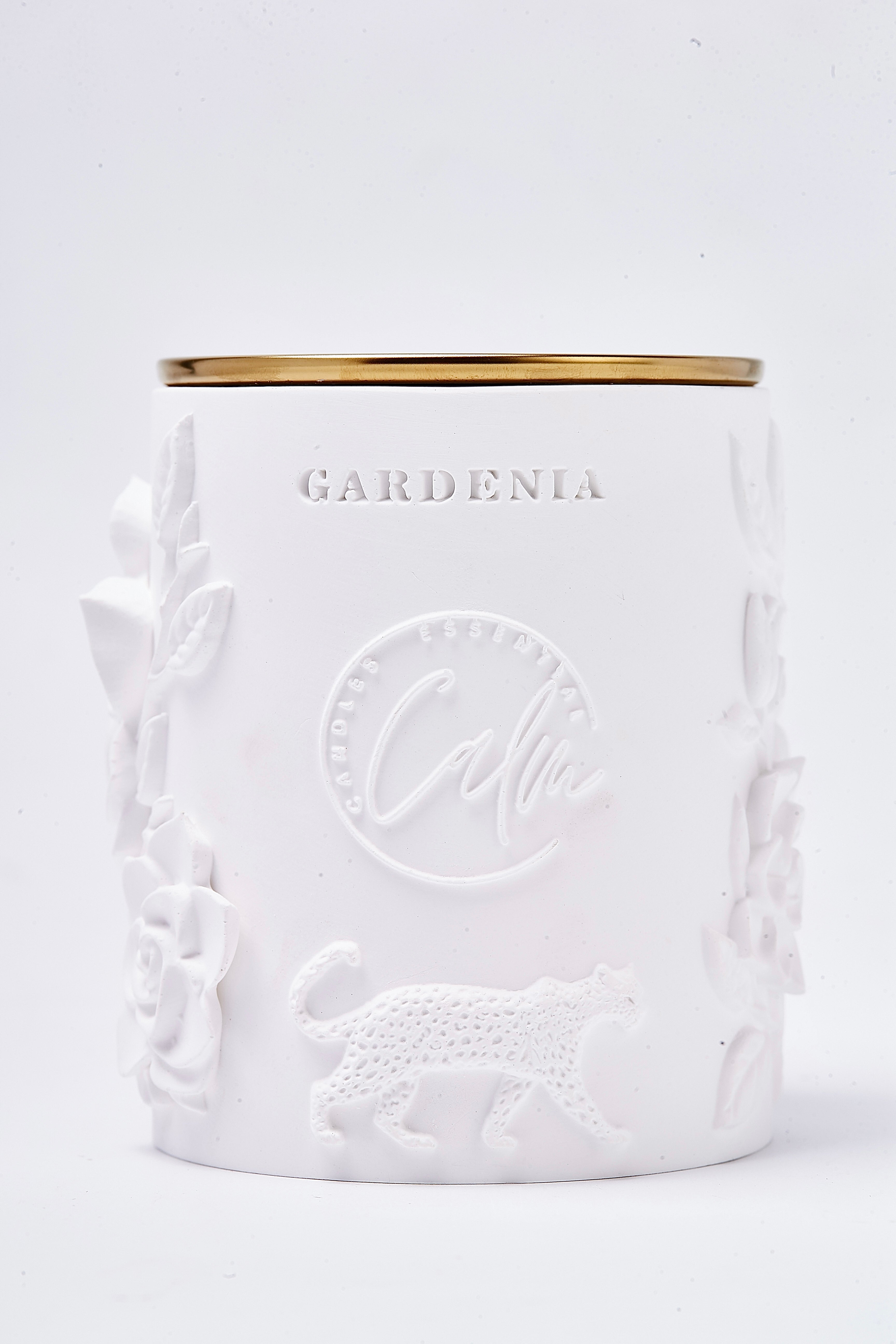 梔子花香蜂蠟奢華蠟燭搭配陶瓷罐 – 8oz 雙櫻桃木燭芯 – Calm Candles Essential
