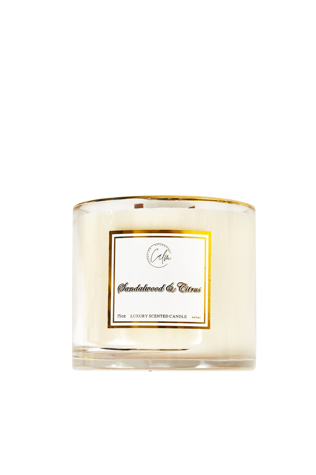 Calm Candles Essential – Sandelholz & Zitrus für ein erdendes und beruhigendes Gefühl, Holzdocht-Kerze | Luxuriöse Duft-Sojakerze im Glas | Handgegossen | Stark duftend langanhaltend (445 ml – XLarge)