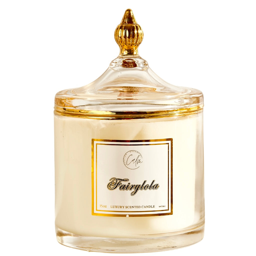 Calm Candles Essential – Fairylola für Ruhe & Ausgeglichenheit Holzdochtkerze | Luxuriöse Duftkerze aus Sojawachs im Glas | Handgegossen | Intensiver, langanhaltender Duft (445 ml – XLarge)