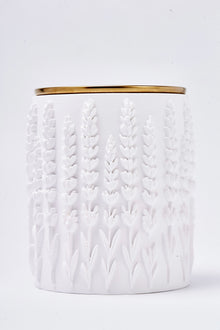 English Lavender Scented Beeswax Luxury Candle in Porcelain Jar – 8oz Dual Cherry Wooden Wicks – Calm Candles Essential