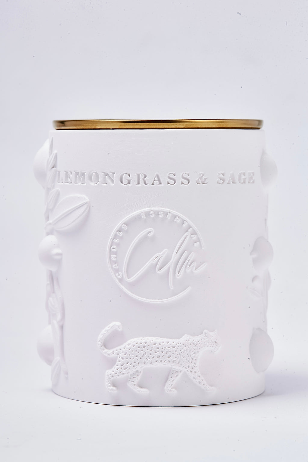 Zitronengras & Salbei Duftkerze aus Bienenwachs im Porzellangefäß – 227g mit zwei Kirschholzdochten – Calm Candles Essential