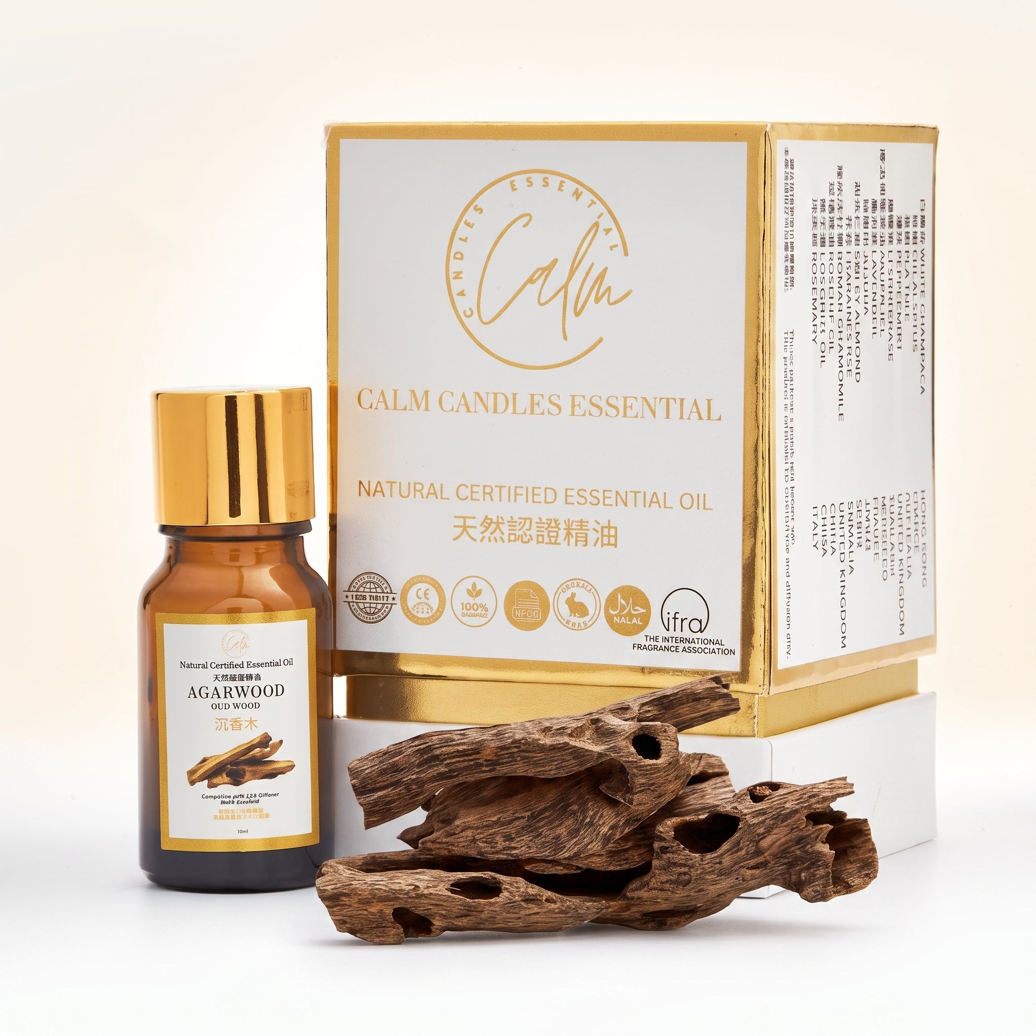 Calm Candles Essential - Oudwood (Agarwood) Certified Organic, Undiluted Steam Distillation, Natural Essential Oil - Healing , Pure  & Refreshing Aromatherapy - Clear Your Senses, Certified Quality for Holistic Well-Being - 10ml