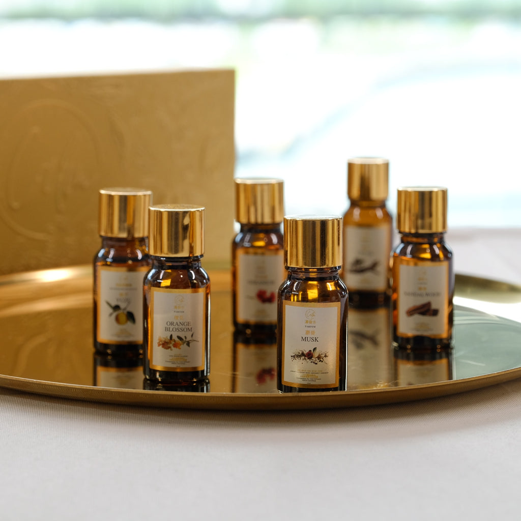 Calm Candles Essential Set – Deluxe Gift – 6 Parfum Oils for Any Diffuser + Portable 10ml Award-Winner