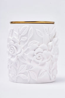 Gardenia Scented Beeswax Luxury Candle in Porcelain Jar – 8oz Dual Cherry Wooden Wicks – Calm Candles Essential