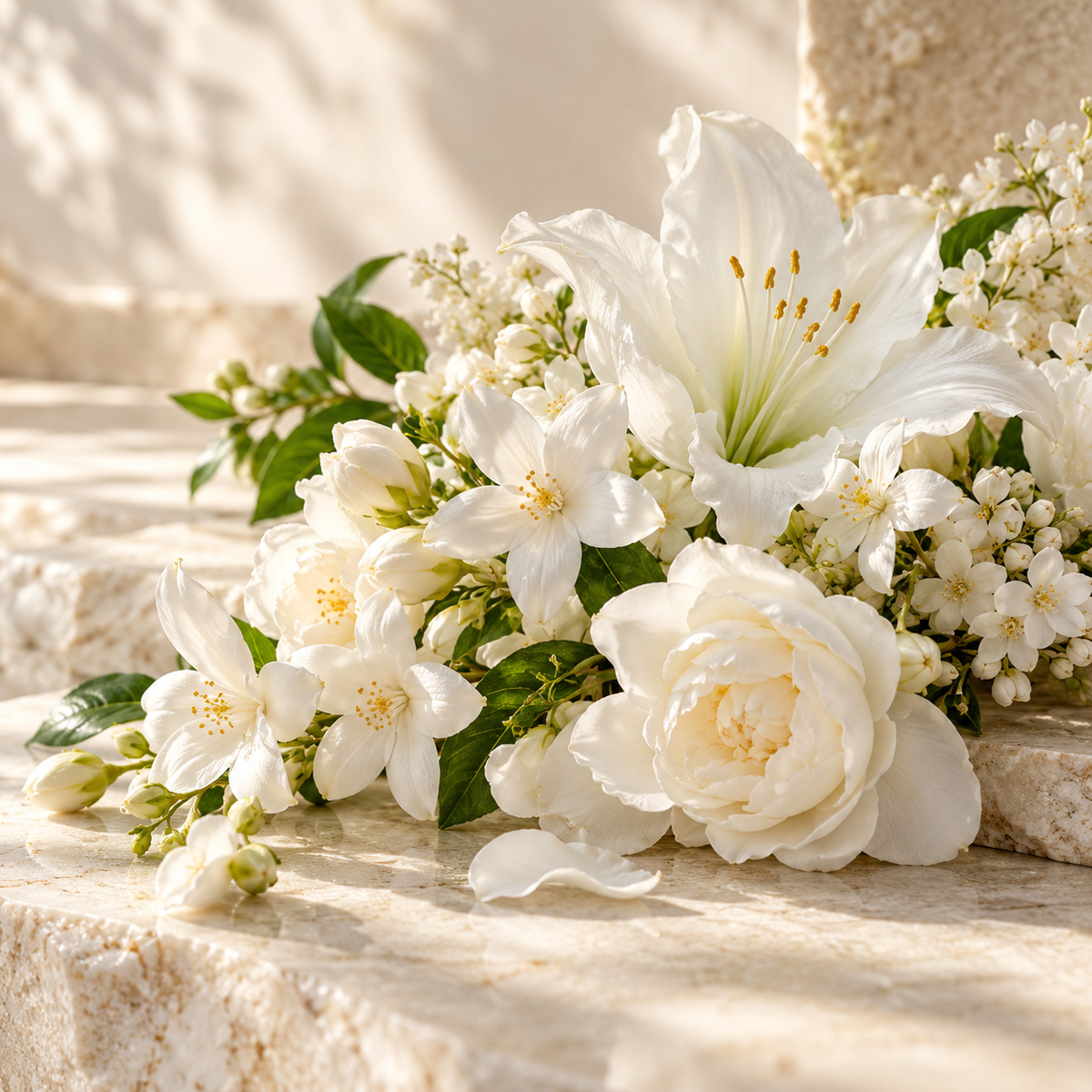 CCE-NOTE | White Florals | Heart