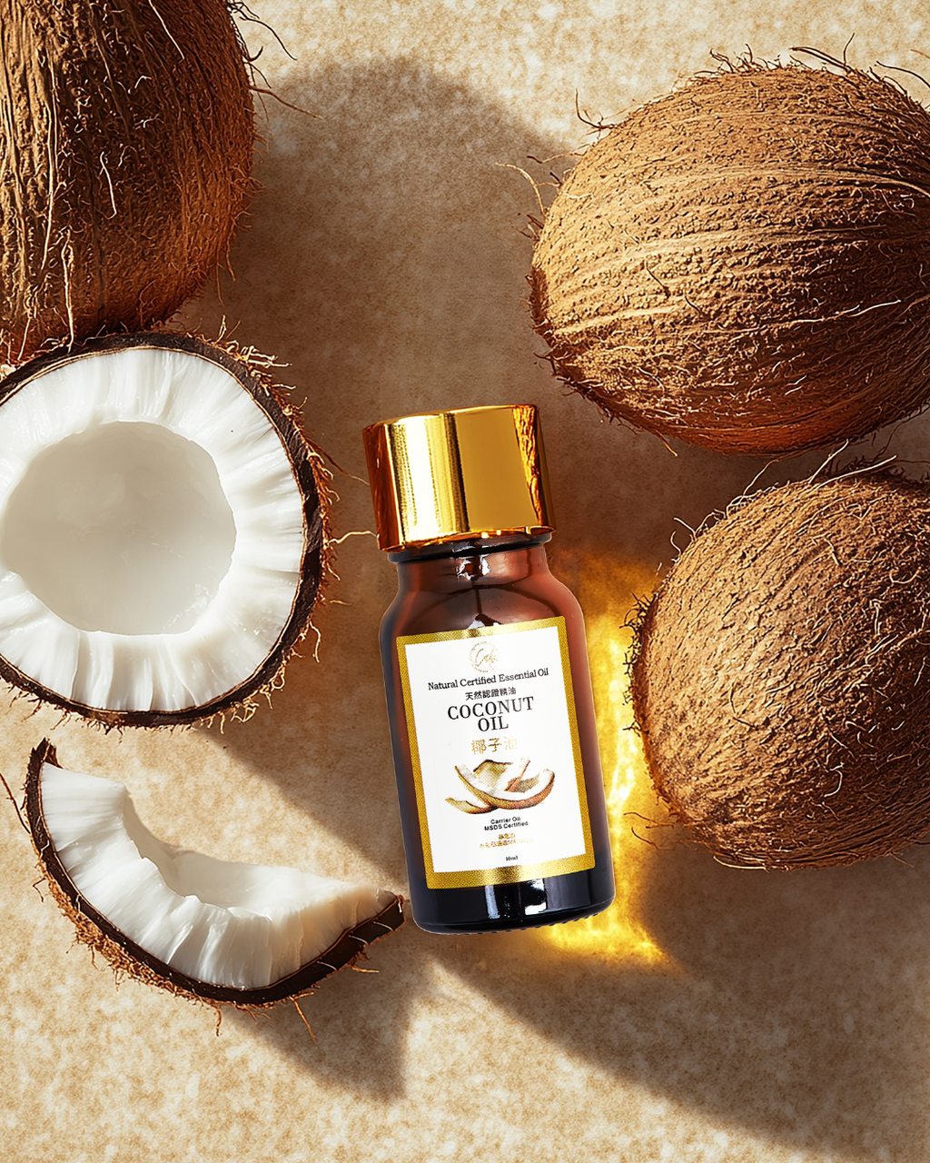 Calm Candles Essential – Kokosnussöl – Zertifiziert Bio, Unverdünnt, Natürliches Ätherisches Öl – Nährende, Feuchtigkeitsspendende & Heilende Aromatherapie – Verbessert die Hautgesundheit & das Allgemeine Wohlbefinden – 10ml
