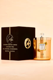 Kürbisgewürz Latte Gold Metall Kerzenkollektion | Hergestellt aus hochwertigem Kokosnusswachs & Kirschholzdocht bis zu 60+ Stunden Brenndauer - Calm Candles Essential