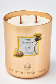Croissant Gold Metal Kerzenkollektion | Hergestellt mit Premium-Kokosnusswachs & Kirschholzdocht für über 60 Stunden Brenndauer – Calm Candles Essential