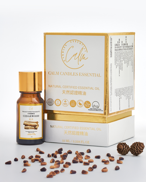 Calm Candles Essential - Cedar wood Certified Organic, Undiluted, Natural Essential Oil - Healing , Pure  & Refreshing Aromatherapy - Clear Your Senses, Certified Quality for Holistic Well-Being & Respiratory Health Support - 10ml